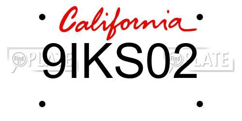 9IKS02 California License Plate