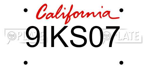 9IKS07 California License Plate