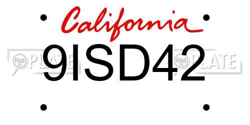 9ISD42 California License Plate