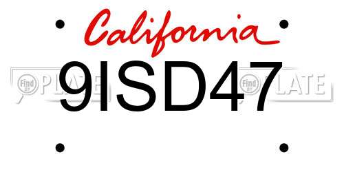 9ISD47 California License Plate