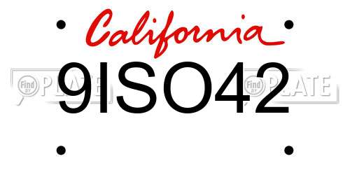 9ISO42 California License Plate