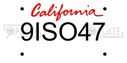 9ISO47 California License Plate