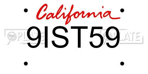 9IST59 California License Plate