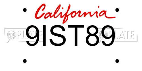9IST89 California License Plate