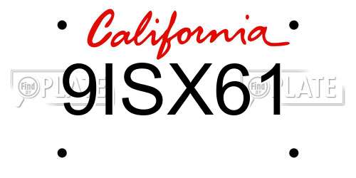 9ISX61 California License Plate