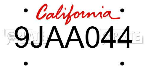 9JAA044 California License Plate