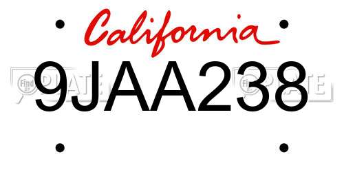 9JAA238 California License Plate