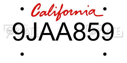 9JAA859 California License Plate