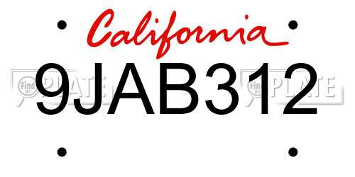 9JAB312 California License Plate