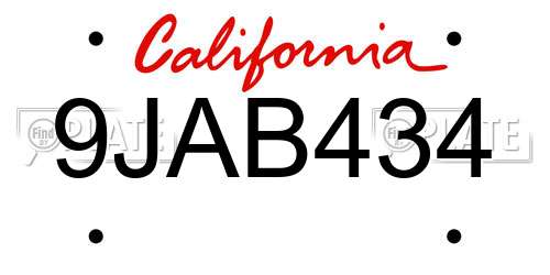 9JAB434 California License Plate
