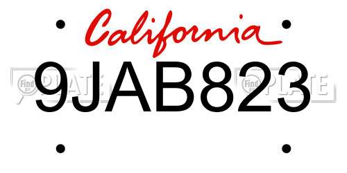 9JAB823 California License Plate