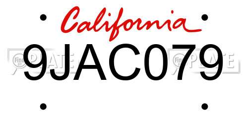9JAC079 California License Plate