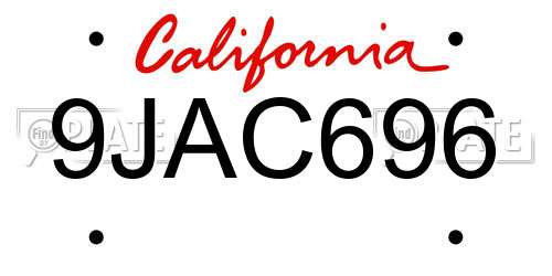 9JAC696 California License Plate
