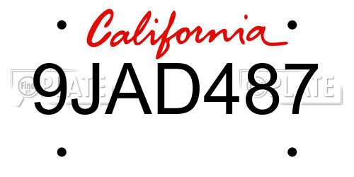 9JAD487 California License Plate