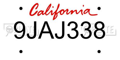 9JAJ338 California License Plate