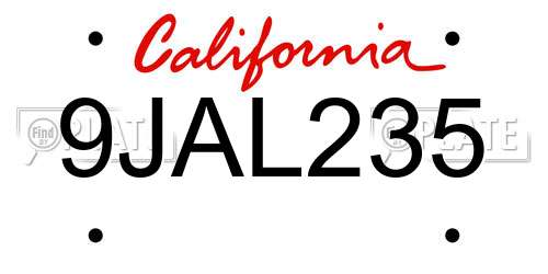 9JAL235 California License Plate