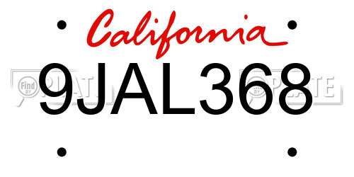 9JAL368 California License Plate