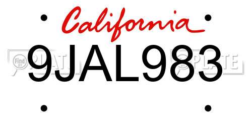 9JAL983 California License Plate