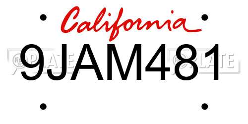 9JAM481 California License Plate