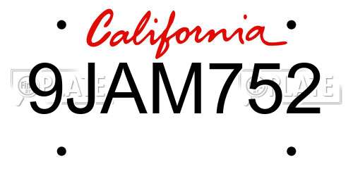 9JAM752 California License Plate