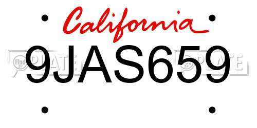 9JAS659 California License Plate