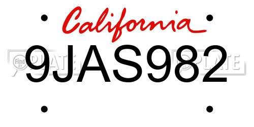 9JAS982 California License Plate