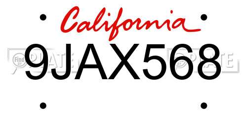 9JAX568 California License Plate
