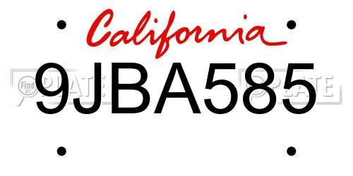 9JBA585 California License Plate