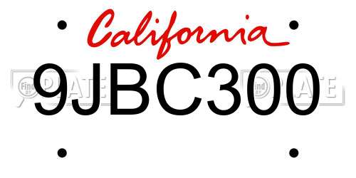 9JBC300 California License Plate