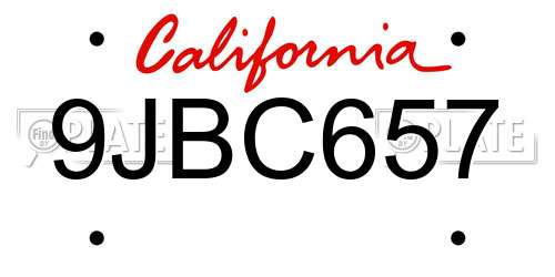 9JBC657 California License Plate