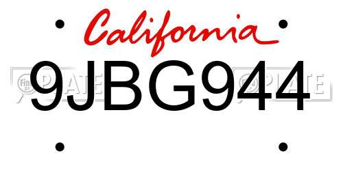 9JBG944 California License Plate