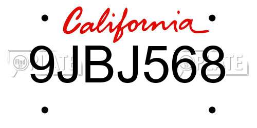 9JBJ568 California License Plate