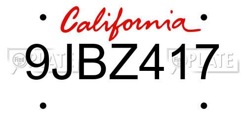 9JBZ417 California License Plate