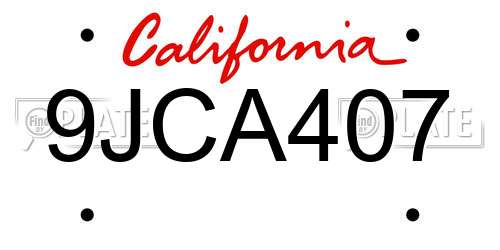9JCA407 California License Plate