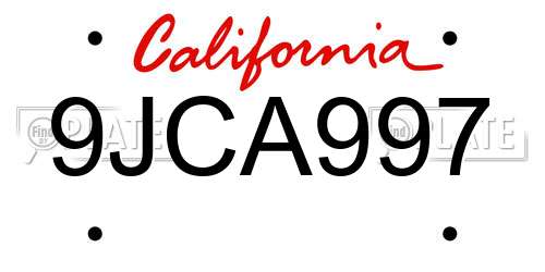9JCA997 California License Plate