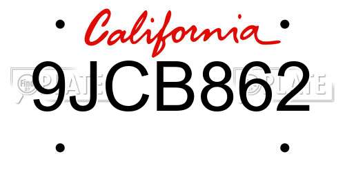 9JCB862 California License Plate