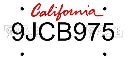 9JCB975 California License Plate