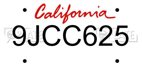 9JCC625 California License Plate