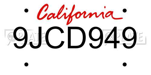 9JCD949 California License Plate