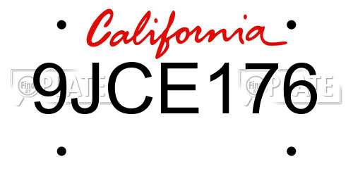 9JCE176 California License Plate