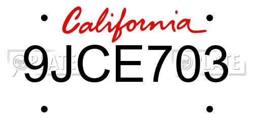 9JCE703 California License Plate