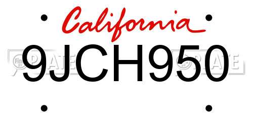 9JCH950 California License Plate