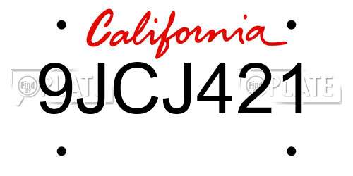 9JCJ421 California License Plate
