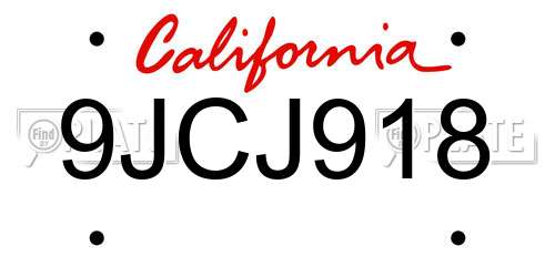 9JCJ918 California License Plate