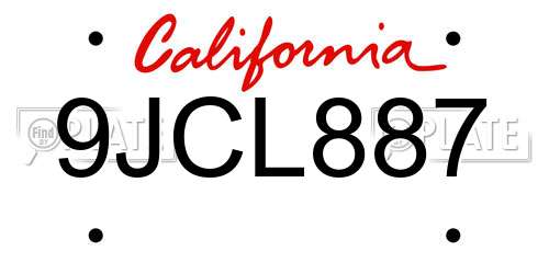 9JCL887 California License Plate