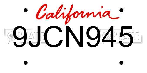 9JCN945 California License Plate