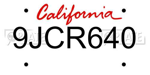 9JCR640 California License Plate