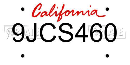 9JCS460 California License Plate