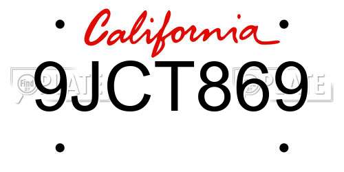 9JCT869 California License Plate