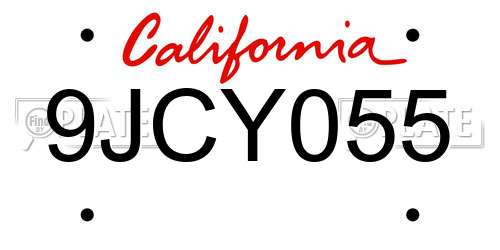9JCY055 California License Plate